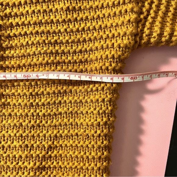 Mustard Yellow Open Braided Knit Cardigan - Picture 7 of 9